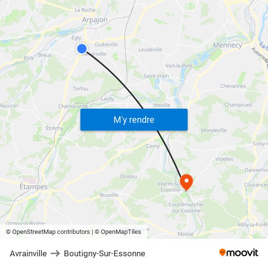 Avrainville to Boutigny-Sur-Essonne map