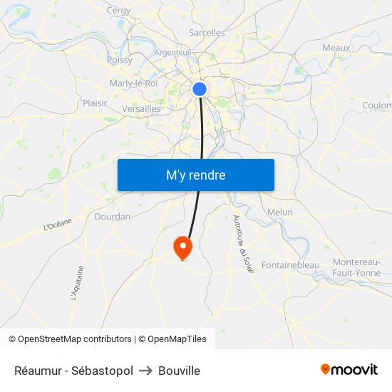 Réaumur - Sébastopol to Bouville map