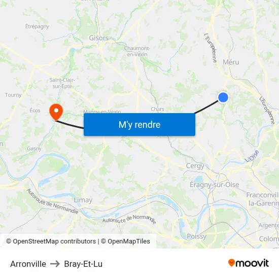 Arronville to Bray-Et-Lu map