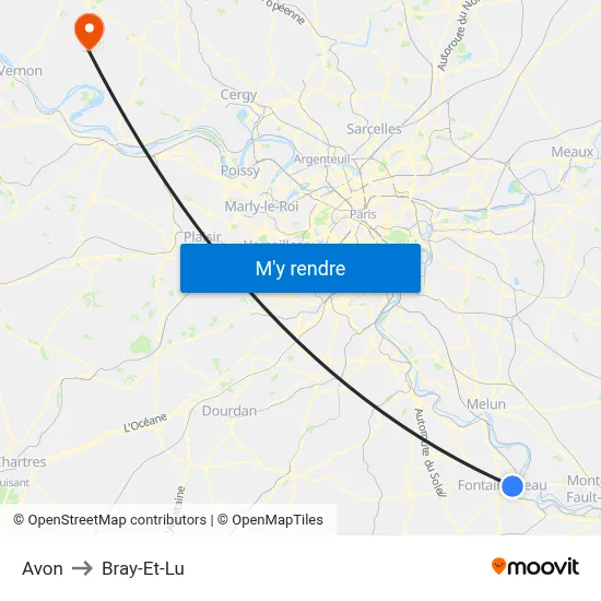 Avon to Bray-Et-Lu map