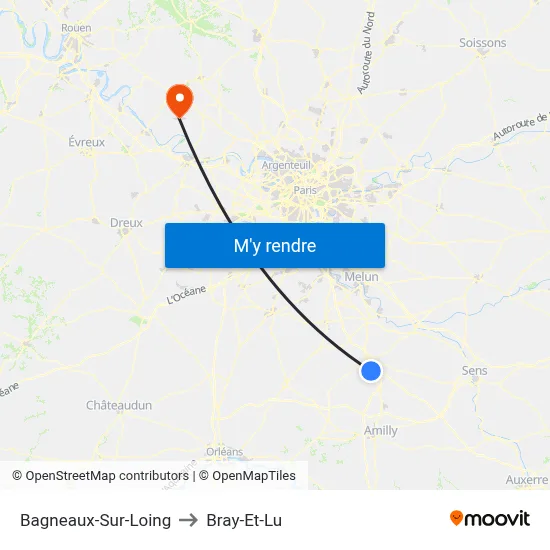 Bagneaux-Sur-Loing to Bray-Et-Lu map