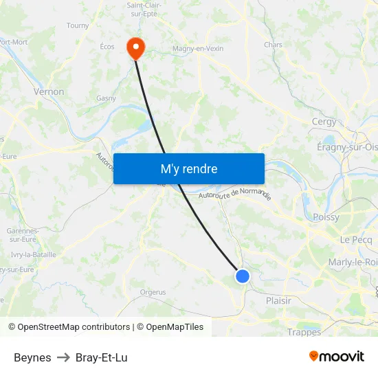 Beynes to Bray-Et-Lu map