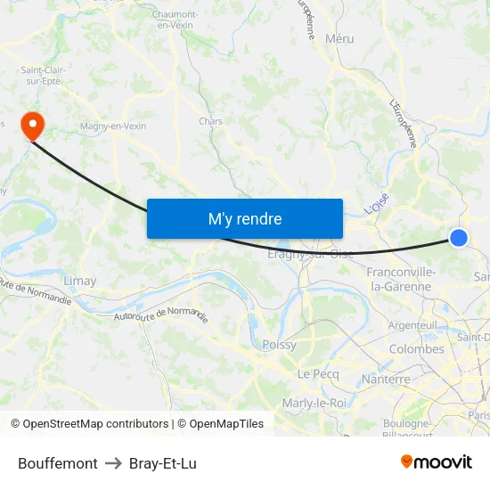Bouffemont to Bray-Et-Lu map