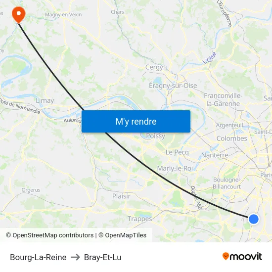 Bourg-La-Reine to Bray-Et-Lu map