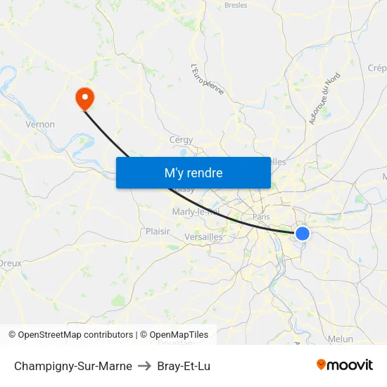 Champigny-Sur-Marne to Bray-Et-Lu map