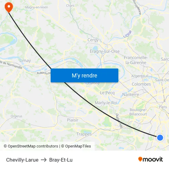 Chevilly-Larue to Bray-Et-Lu map