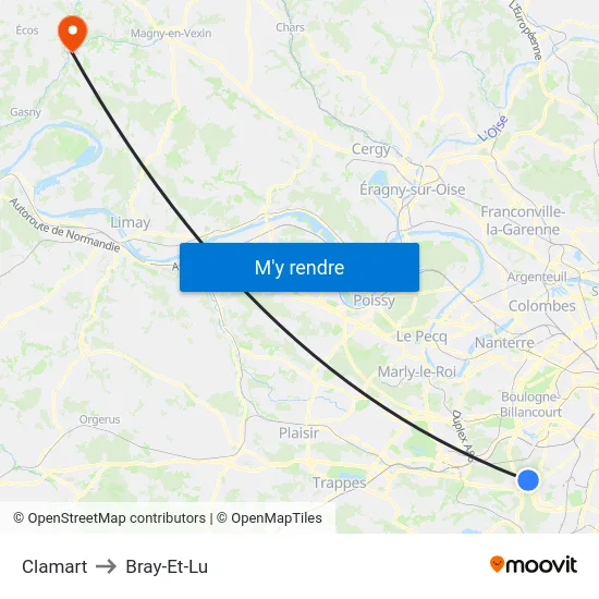 Clamart to Bray-Et-Lu map