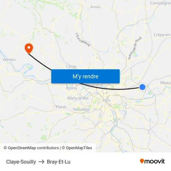 Claye-Souilly to Bray-Et-Lu map