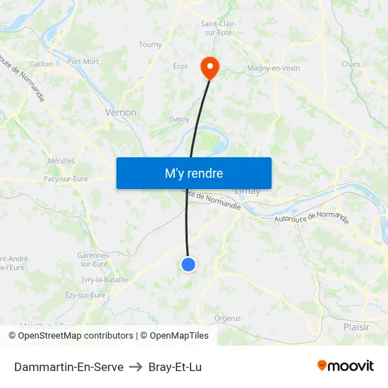 Dammartin-En-Serve to Bray-Et-Lu map