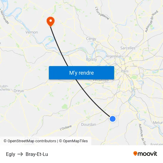 Egly to Bray-Et-Lu map