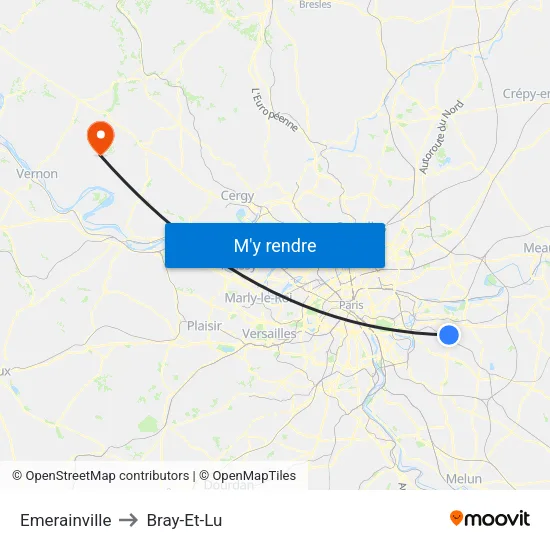Emerainville to Bray-Et-Lu map