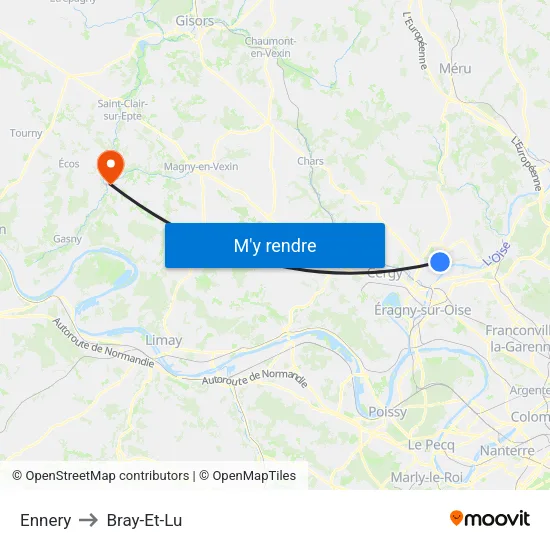 Ennery to Bray-Et-Lu map