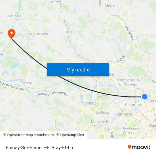 Epinay-Sur-Seine to Bray-Et-Lu map