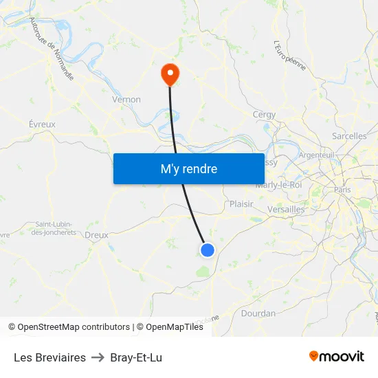 Les Breviaires to Bray-Et-Lu map