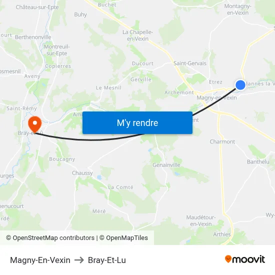 Magny-En-Vexin to Bray-Et-Lu map