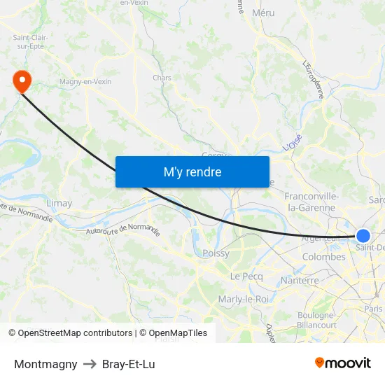 Montmagny to Bray-Et-Lu map