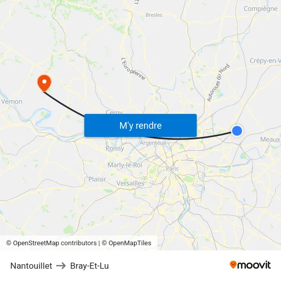 Nantouillet to Bray-Et-Lu map
