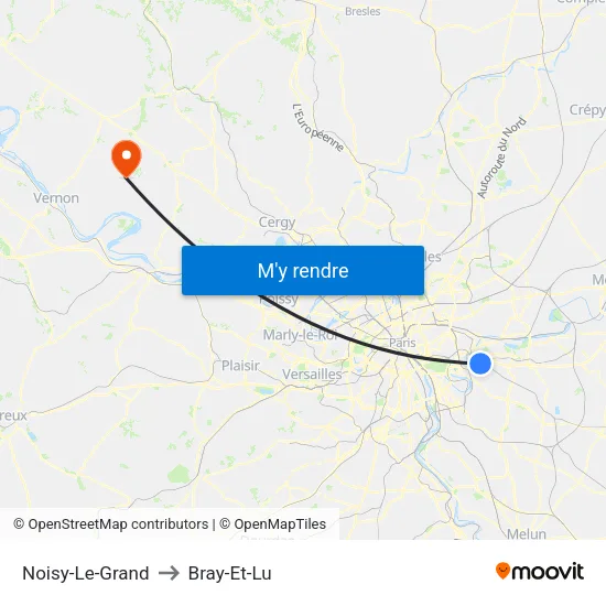 Noisy-Le-Grand to Bray-Et-Lu map