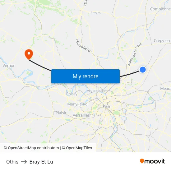 Othis to Bray-Et-Lu map