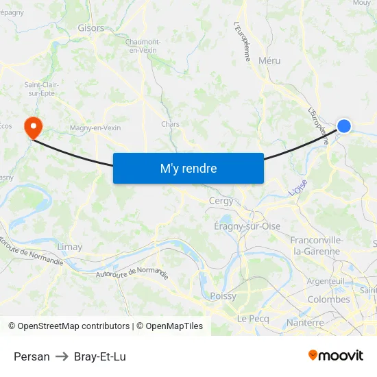 Persan to Bray-Et-Lu map