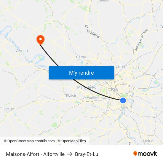 Maisons-Alfort - Alfortville to Bray-Et-Lu map