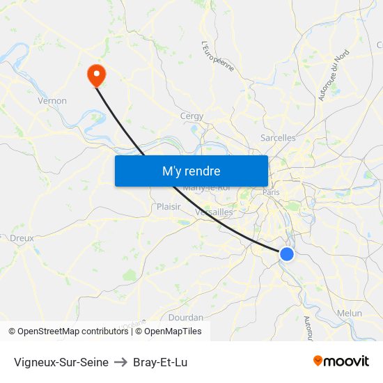 Vigneux-Sur-Seine to Bray-Et-Lu map