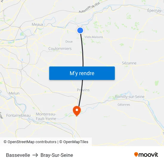 Bassevelle to Bray-Sur-Seine map