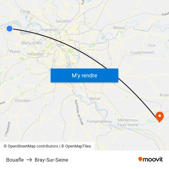 Bouafle to Bray-Sur-Seine map