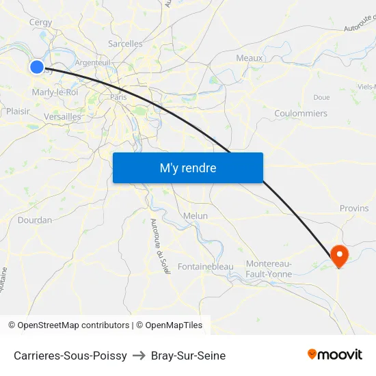Carrieres-Sous-Poissy to Bray-Sur-Seine map