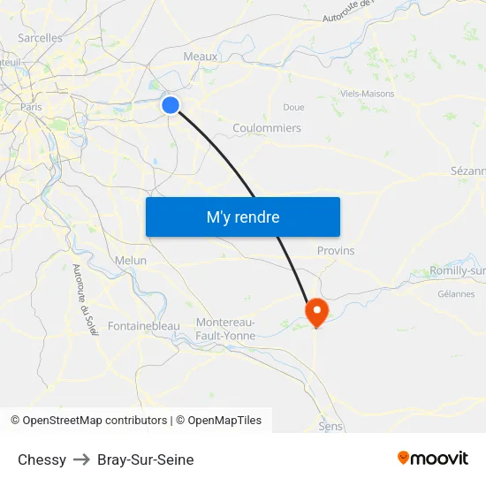 Chessy to Bray-Sur-Seine map