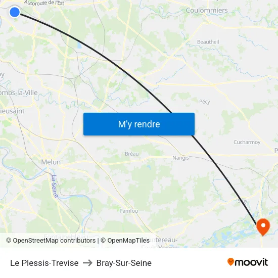 Le Plessis-Trevise to Bray-Sur-Seine map