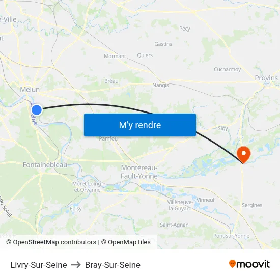 Livry-Sur-Seine to Bray-Sur-Seine map