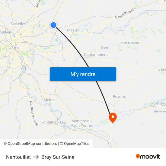 Nantouillet to Bray-Sur-Seine map