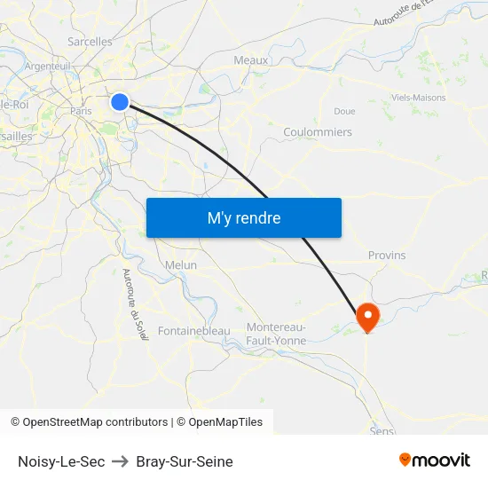 Noisy-Le-Sec to Bray-Sur-Seine map