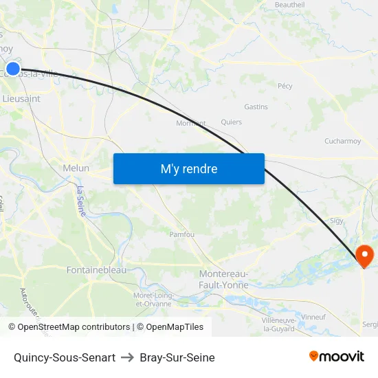 Quincy-Sous-Senart to Bray-Sur-Seine map