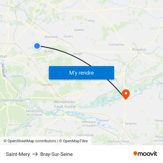 Saint-Mery to Bray-Sur-Seine map