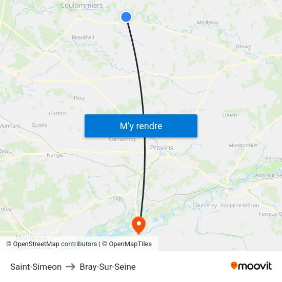 Saint-Simeon to Bray-Sur-Seine map