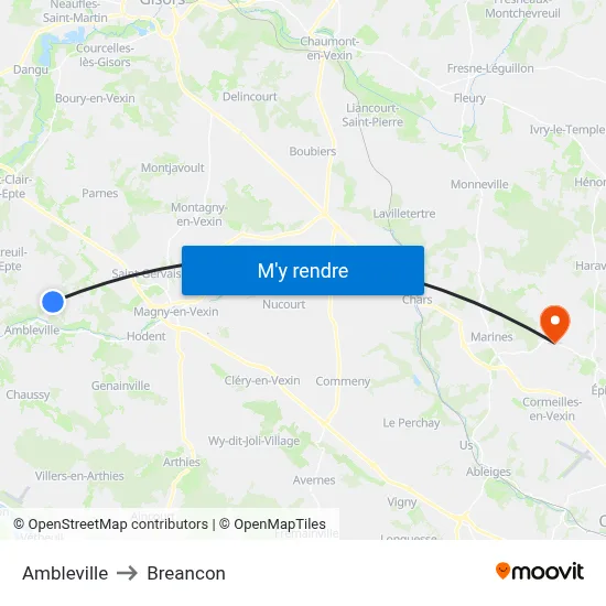 Ambleville to Breancon map