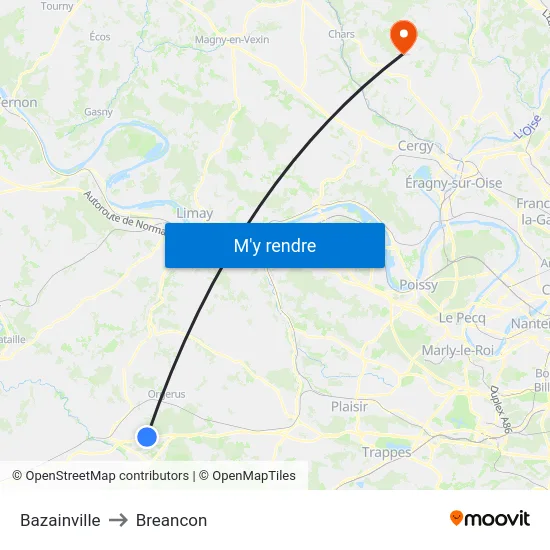 Bazainville to Breancon map