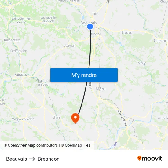 Beauvais to Breancon map