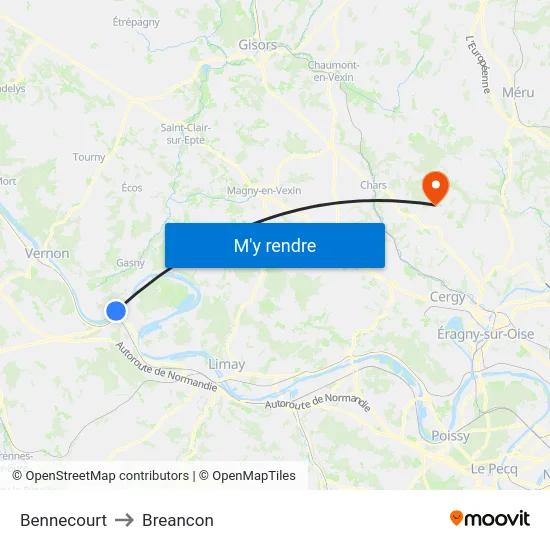 Bennecourt to Breancon map