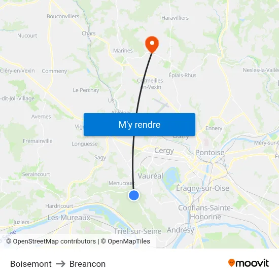 Boisemont to Breancon map