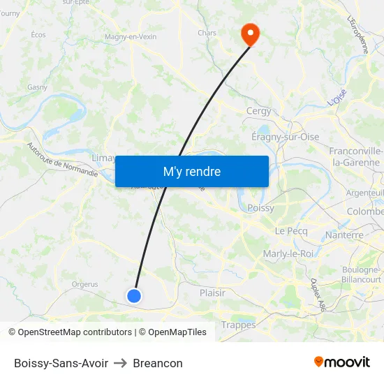 Boissy-Sans-Avoir to Breancon map