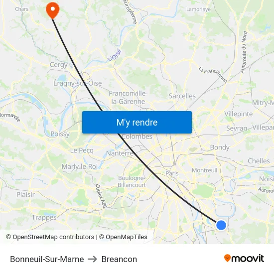 Bonneuil-Sur-Marne to Breancon map