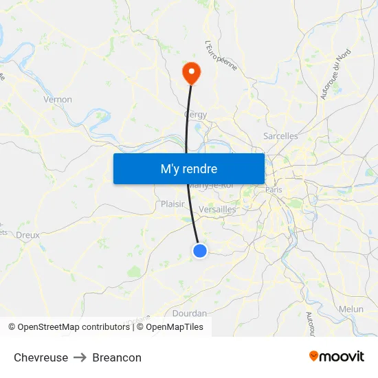 Chevreuse to Breancon map