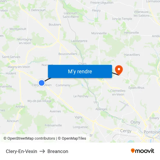 Clery-En-Vexin to Breancon map