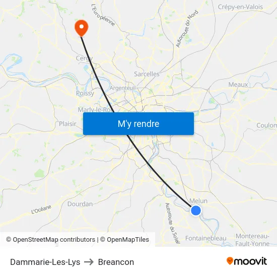 Dammarie-Les-Lys to Breancon map