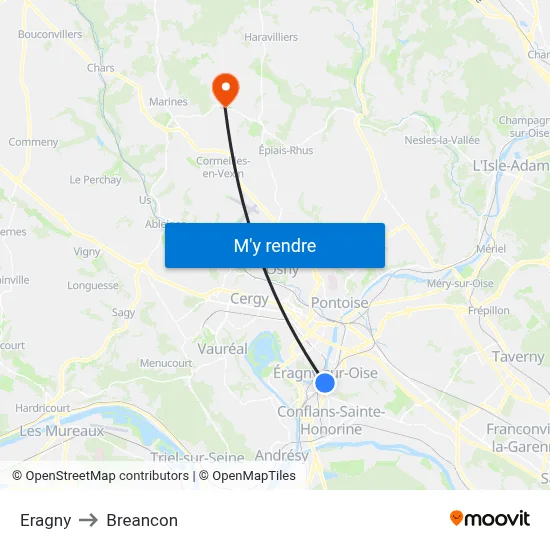 Eragny to Breancon map