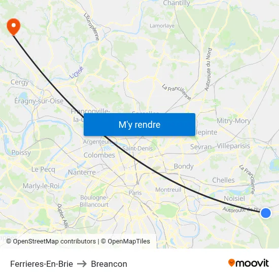 Ferrieres-En-Brie to Breancon map