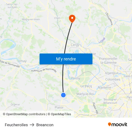 Feucherolles to Breancon map